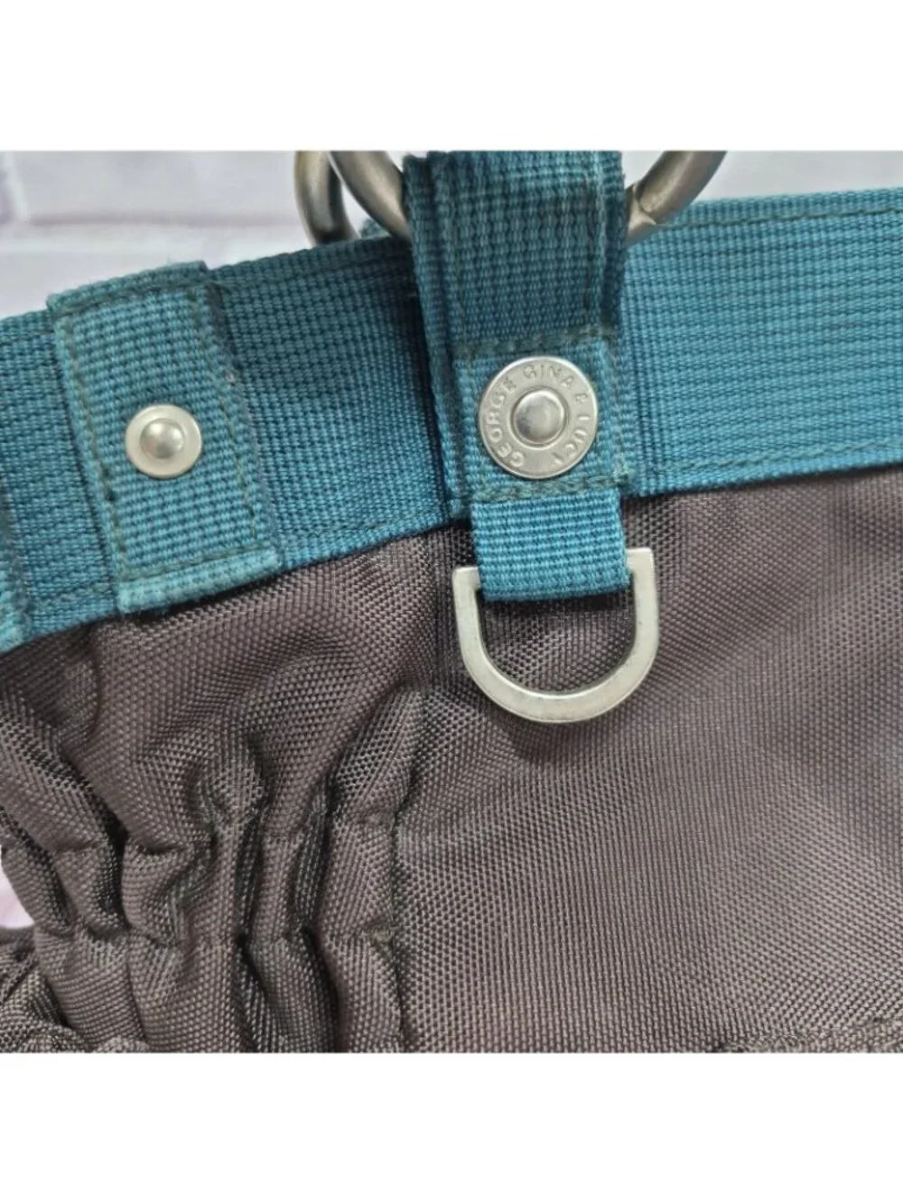 George Gina & Lucy Brown/Teal Satchel Top Handle Zip Bag‎ *No Strap